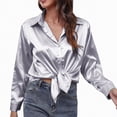 thumbnail image 3 of Towmus Womens Soft Satin Silk Button Down Collared Shirts for Women Silky Long Sleeve Business Shirt Dress Blouses Tops, 3 of 6