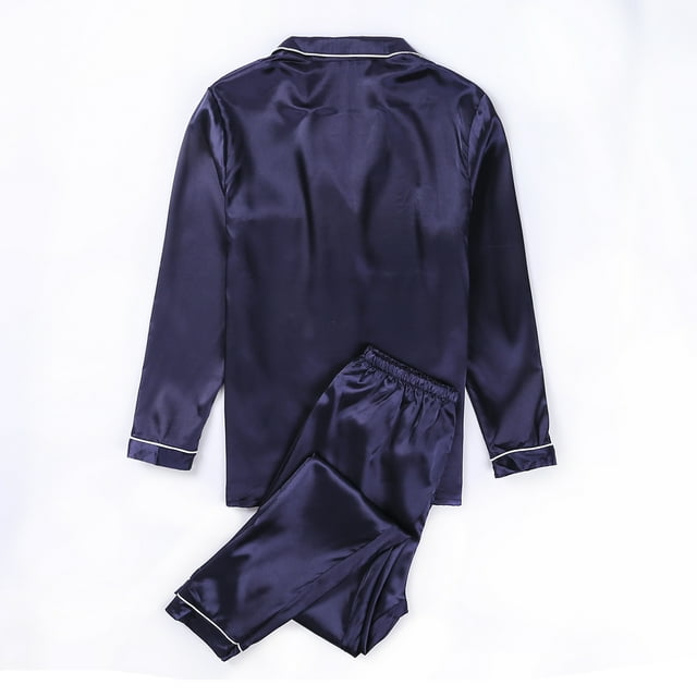SAYOO Women Long Pajama Loose Button-Down Collar Top Elastic Waist Band Pant