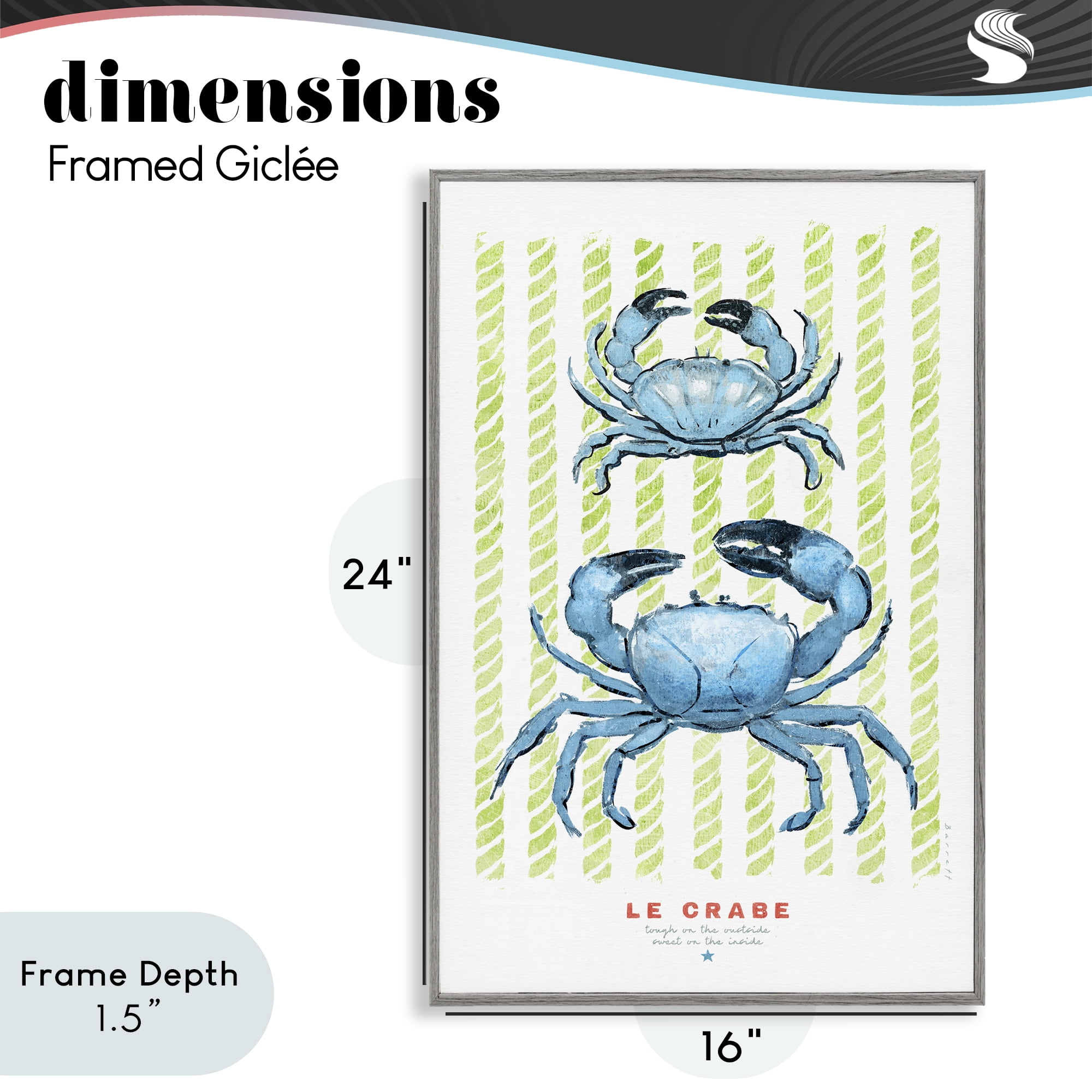 Stupell Industries Modern Bistro Crabs Gray Framed Giclee Art, design by Chad Barrett