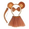 thumbnail image 4 of Disfraz de mono animal para niños Yinane conjunto de tutú con Diadema de orejas de mono marrón oscuro, 4 of 8