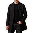 thumbnail image 3 of UVEASISHA Lightweight Trench Coats for Men Lapel Collar Single Breasted Windbreaker Jackets Mid Length Casual Business Jacket Fashion Fall Winter Outerwear Black XXL, 3 of 8