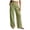 Green, variant on Women's Cotton Linen Drawstring Palazzo Pants, Elastic High Waist Loose Wide Leg Trousers with Pockets, Lightweight Summer Beach Vacation Casual Pants Green M