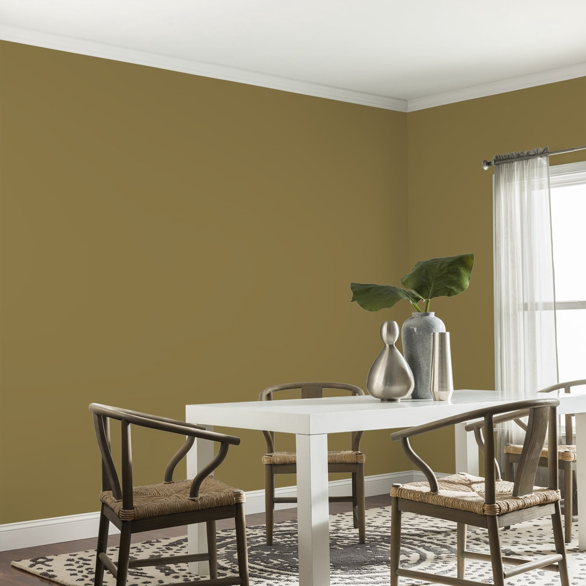 Glidden One Coat Pickled Okra / Green Eggshell Interior Paint with Primer, 1 Gallon