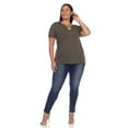 thumbnail image 4 of White Mark Women's Keyhole Neck Cutout Short Sleeve Top, 4 of 6