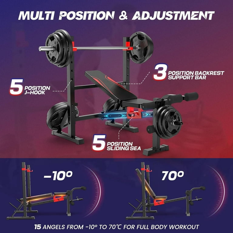 VIBESPARK Adjustable Weight Bench, 900lbs Workout Bench for Chest