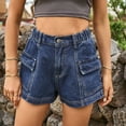 thumbnail image 3 of Fjuchai Denim Shorts for Women's High Waist Denim Jean Shorts Casual High Waist Stretchy Jeans Short with Pocket S-XXL, 3 of 8