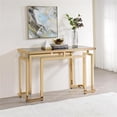 thumbnail image 2 of Bowery Hill Table Console Contemporaine à Dessus en Verre, Or, 2 of 5