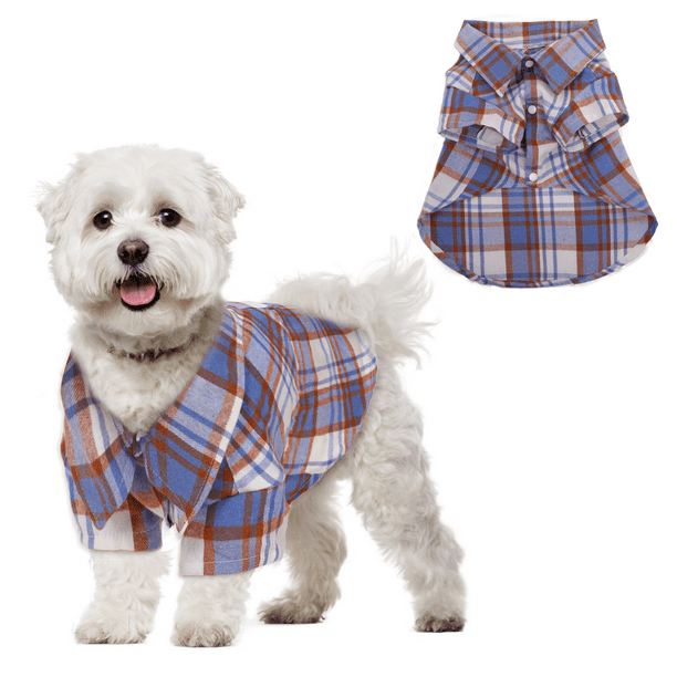 PUMYPOREITY Dog Plaid Shirt, Dog Summer Outfit Soft Clothes for Bulldog