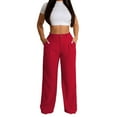 thumbnail image 2 of Pants for Women Dressy Casual S Linen Cotton Summer Breathable Straight Leg Cotton Trousers, 2 of 4