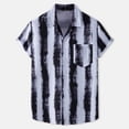thumbnail image 6 of Mens 2 Piece Summer Vacation Outfit Set Striped Printed Short Sleeve Button Down Shirt And Casual Shorts Lightweight Breathable Beachwear For Daily Party Travel Black L, 6 of 7