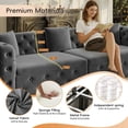 thumbnail image 5 of FFH 89" Pull Out Sofa Bed, 3-in-1 Convertible Sleeper Sofa, 4-Seater Velvet Chesterfield Couch Bed for Living Room, Gray, 5 of 10