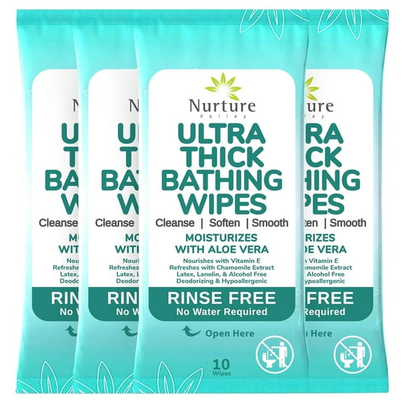 XIULIN XL Ultra Thick Body Wipes for Adults w/Aloe | 40 Extra LarXIULIN Disposable Cloth Wet Cleansing No Rinse Bathing Washcloths, Waterless Shower | Bath Wipe for Women, Men & Elderly