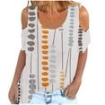 thumbnail image 1 of Birdeem Mode Femme Col Rond Imprimé Manches Courtes T-Shirt Blouse Hauts Chandail en Molleton, 1 of 5
