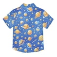 thumbnail image 2 of Dailycode Small Short Sleeve Button Down Shirts Cartoon Planets and Shooting Stars Casual Shirt 3-10 Years, 2 of 9