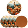 thumbnail image 2 of Kangaroo 6PCS Round Microfiber Leather Coasters, 11x11 cm/4.3x4.3 in, Drink Mats for Table, Set of 6 Absorbent Coasters for Drinks, 2 of 6