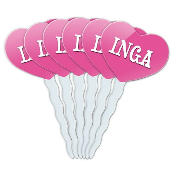 Inga Heart Love Cupcake Picks Toppers - Set of 6