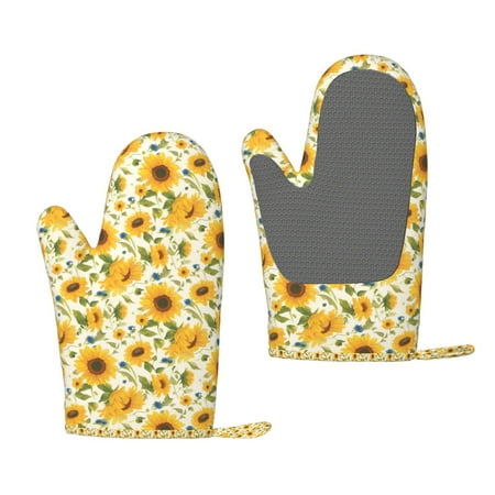 

Junzan Beautiful Countryside Sunflower for Oven Mitts 2 Piece Set BBQ Gloves Grilling Gloves Heat Resistant Oven Gloves Kitchen Silicone Oven Mitts for Barbecue/Cooking/Baking