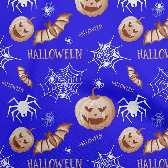 oneOone Cotton Cambric Blue Fabric Halloween Diy Clothing Quilting Fabric Print Fabric By Yard 56 Inch Wide