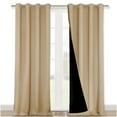 thumbnail image 5 of NICETOWN Thermal Insulated 100% Blackout Curtains, 1 Pair, Noise Reducing Grommet Drapes with Black Lining, Full Light Blocking Drapery Panels for Patio, Biscotti Beige, 52 x 95 inches, 5 of 11