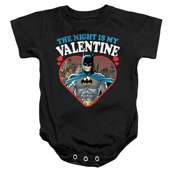 Batman The Night is my Valentine Unisex Infant Snap Suit for Baby, Black, Small