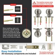 GYDEK Door knob,Keyed Entry Door Knob with Lock, Interior and Exterior Door Lock, Standard Ball, Satin Nickel