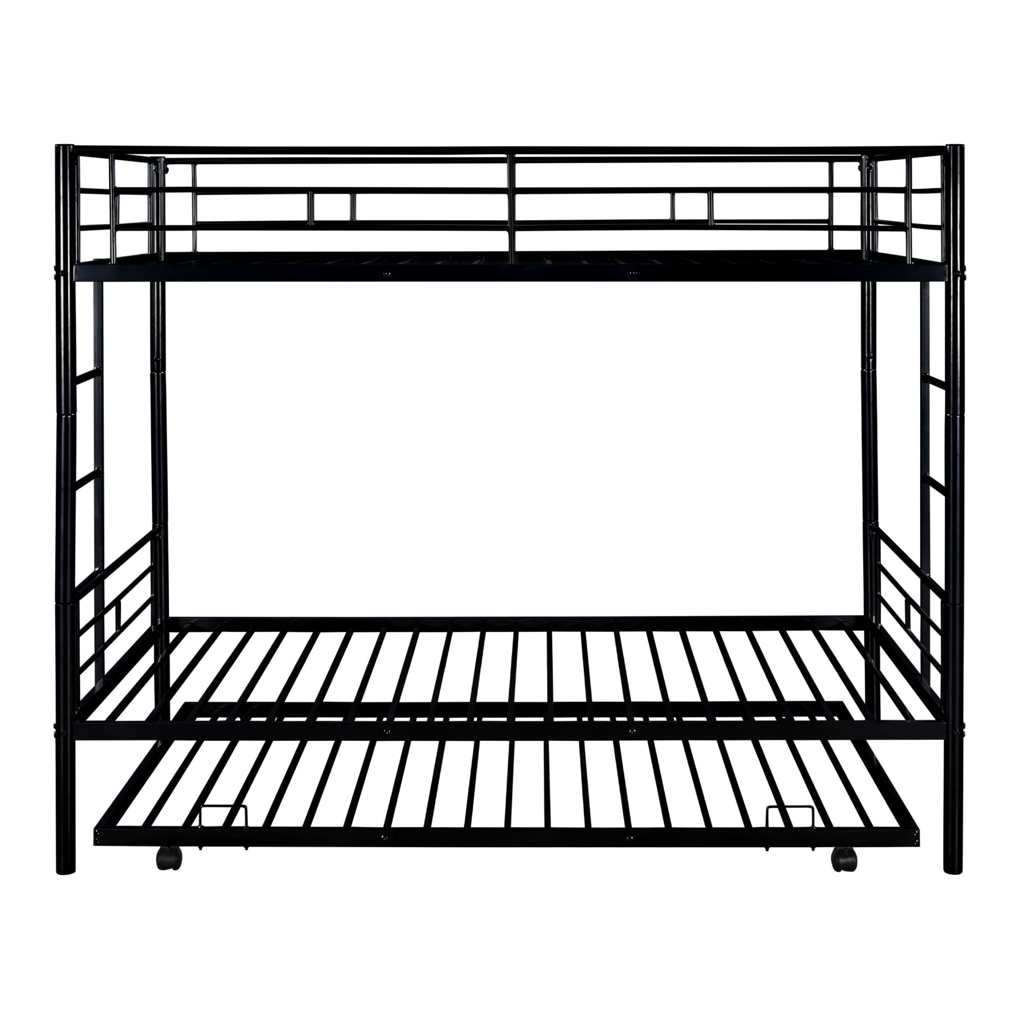 Unique Choice Twin Over Twin Bunk Bed with Trundle, Metal Bunk Bed