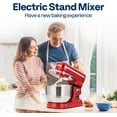 thumbnail image 3 of SPECSTAR 4.75 Quart Stand Mixer, 8 Speed Kitchen Electric Food Mixer, Household Stand Mixer for Baking, Cake, Bread with Beater, Dough Hook, Wire Whip and Egg Separator, Red, 3 of 9