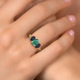 thumbnail image 4 of Gem Stone King 18K Yellow Gold Plated Silver Green Malachite and Blue Sapphire Filigree Style 3 Stone Ring for Women (3.11 Cttw, Oval 8X6MM and 6X4MM, Size 7) (Size 7), 4 of 6