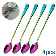 Yohoo Stainless Steel Spoon Sets 4 Piece Iridescent Rainbow Milkshake Coffee Drink