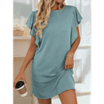 thumbnail image 6 of Summer Women'S Crew Neck Flounce Cap Sleeve Casual Tunic Dresses Lake Green S, 6 of 9