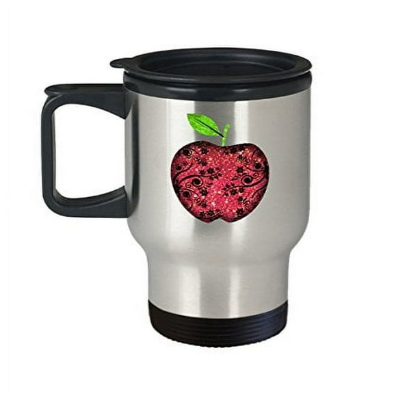 Teachers Mug - Apple Ruler Gift - 14 Oz Stainless Steel Travel Coffee Cup