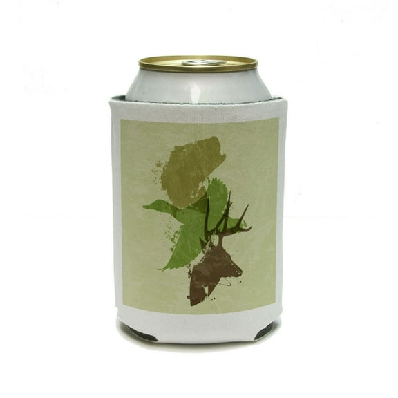 Hunting Fishing Collage Design - Hunter Deer Duck Bass Trout Camouflage Can Cooler Drink Insulator Beverage Insulated Holder
