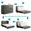 thumbnail image 6 of BALUS 64" Murphy Bed Cabinet with Mattress, Queen Size Modern Multi-Functional Cube Bed with Folding Foam Mattress, Stone Grey, 6 of 9