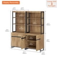 thumbnail image 3 of WAMPAT 2-Piece Modern 72" Tall Library Bookcases with Metal Base & Adjustable Shelves, Wood Bookshelves with Storage Cabinet & Open Shelves for Home Office & Living Room, Oak, 3 of 9