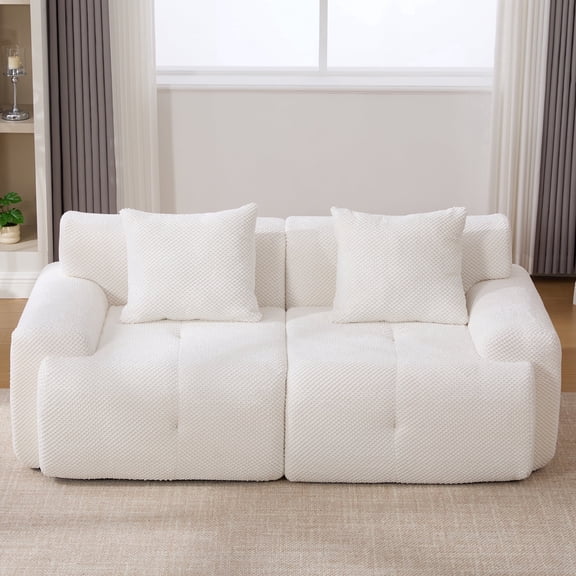 Arouseden 73" Modern Modular Sectional Sofa,Deep Seat 2 Seat Couch,Plush White Cloud Couch,2 seater Boneless Sectional Couch,Compressed Sofa for Living Room,No Assembly Required