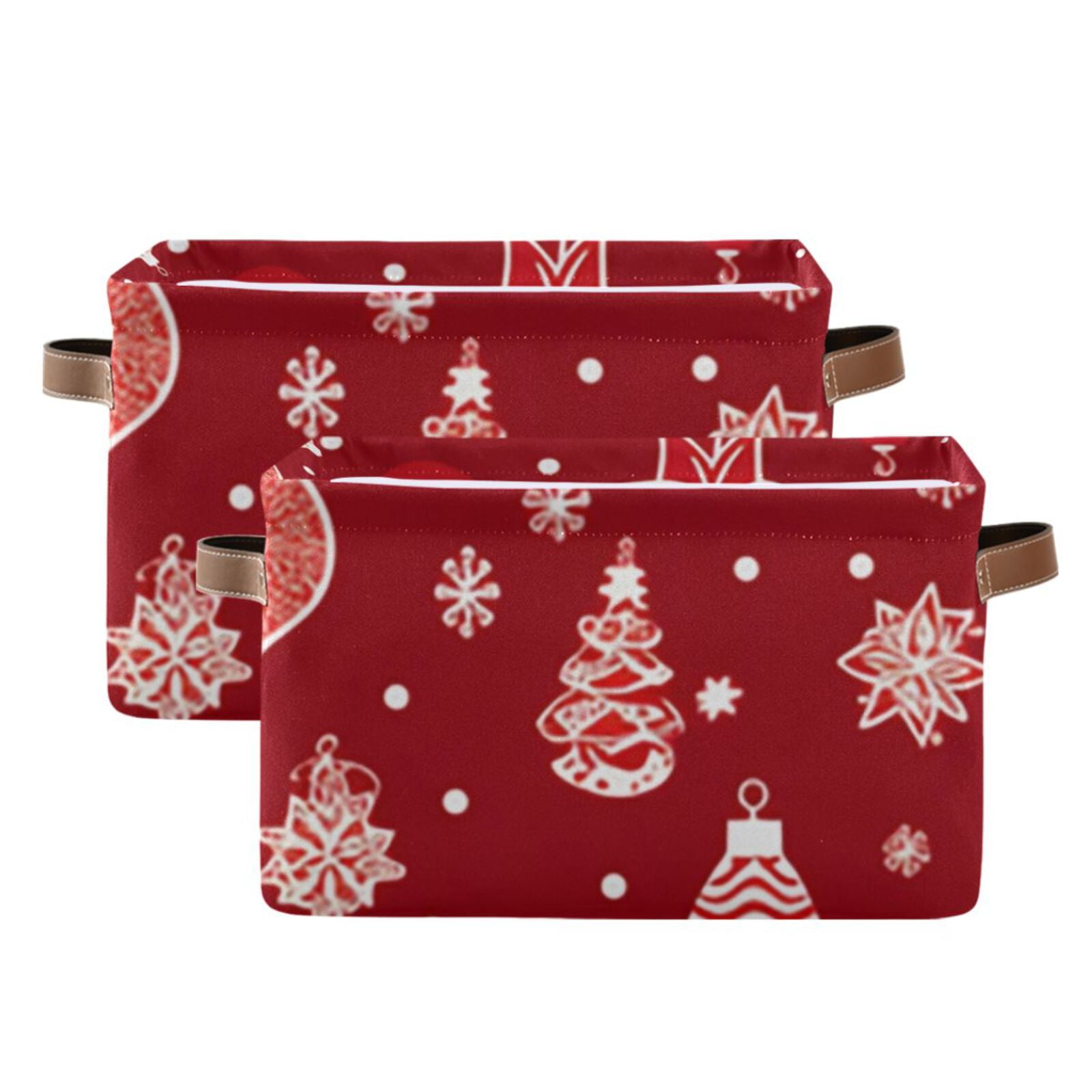 Christmas Decorations Red Storage Bins Baskets With Handles Storage Box Clothes Organizer Organization Toys