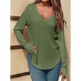 thumbnail image 2 of Women Deep V Neck Long Sleeve Oversized Casual Loose Fit Tunic Tops, 2 of 6