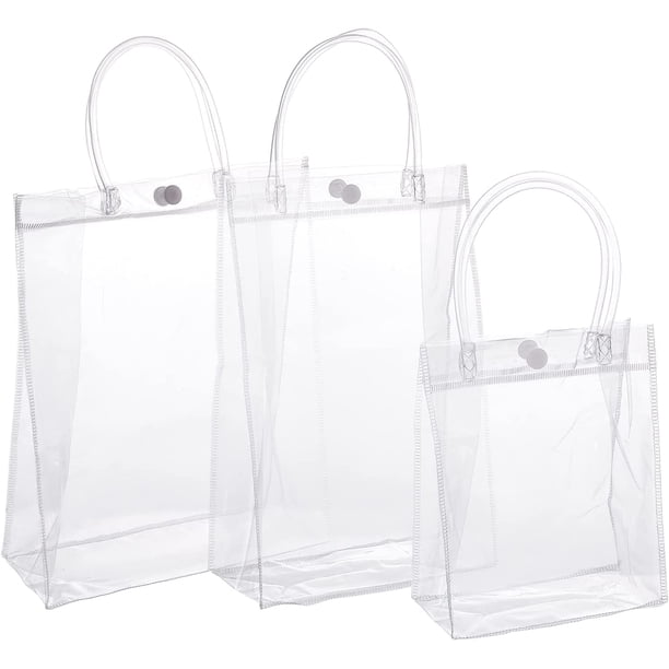 3 bolsas de regalo de PVC transparente, reutilizables, para compras al por menor, de gran capacidad (S, M, L)