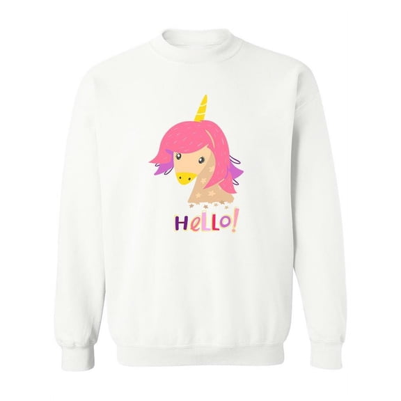 Pretty Unicorn Hello. Sweatshirt Women -Image by Shutterstock, Female XX-Large