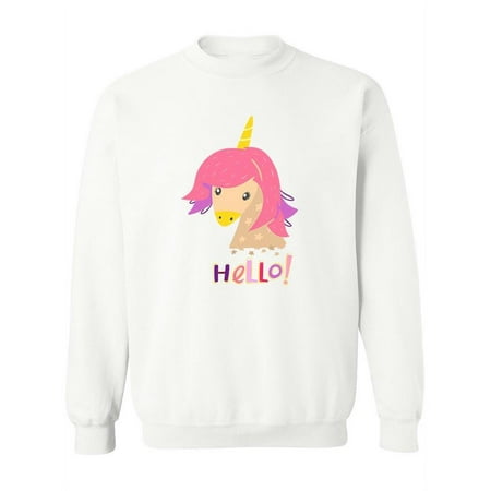 Pretty Unicorn Hello. Sweatshirt Women -Image by Shutterstock  Female 4X-Large