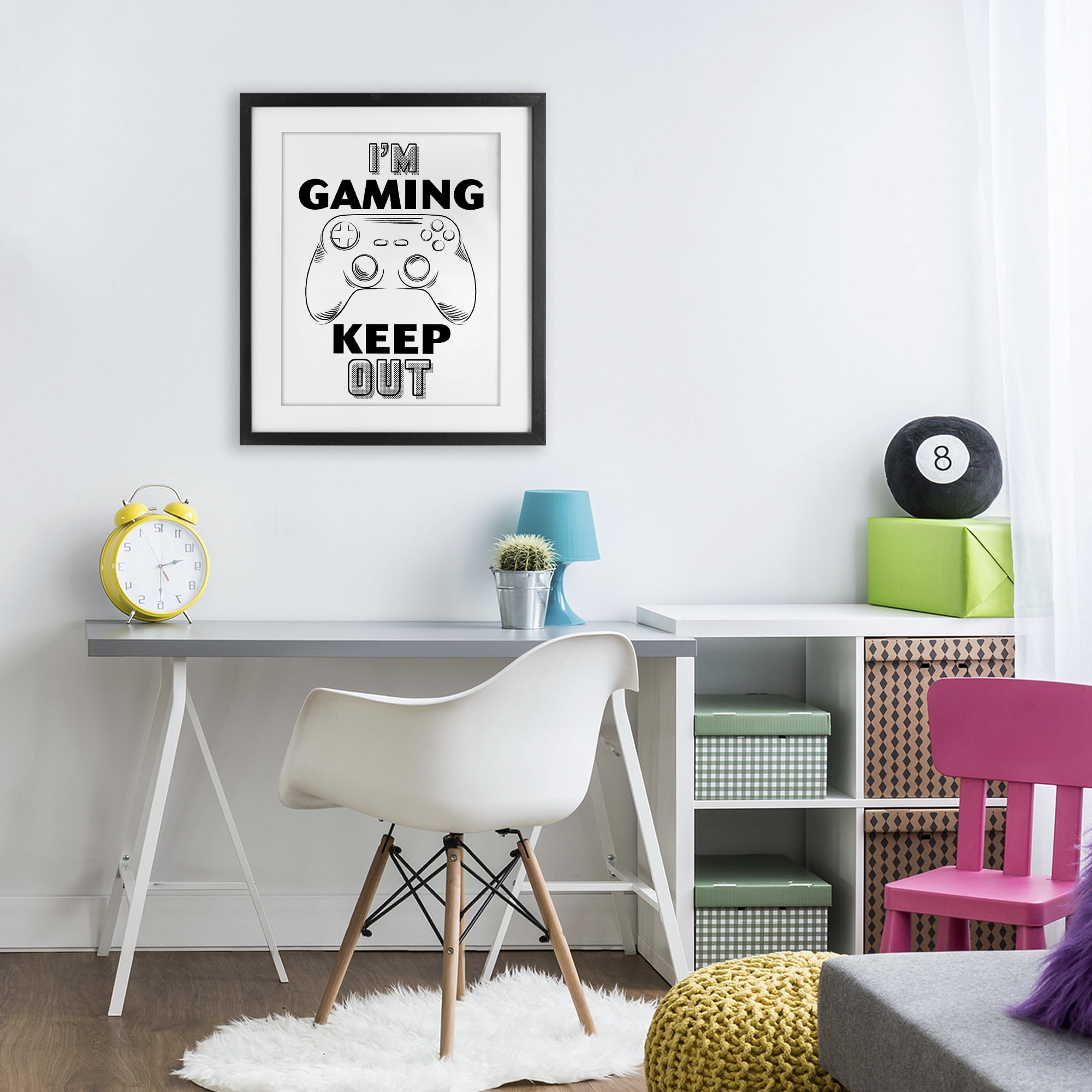 Stupell Industries Gaming Keep Out Black Framed Print Under Glass, design by Marcus Prime