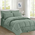 thumbnail image 2 of Elegant Comfort 8-Piece Dobby Stripe Bed-in-a-Bag Comforter Set, Includes 4pc Smart Sheet Set, Bed Skirt, Comforter, Matching Pillowcases, and Shams - King/California King, Smoke Green, 2 of 5
