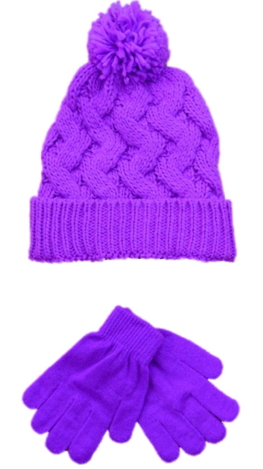 girls purple hat and gloves