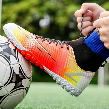 

Unisex Turf Soccer Shoes High Top Football Cleats Anti Slip Breathable Lightweight TF Soccer Cleats For Training Competition Football Shoes