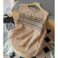 thumbnail image 4 of Holzkary Linen Tank Tops for Women,Sleeveless Tops Casual Summer Loose Fit T Shirts Solid Color Tunic Tank Tops Crew Neck Tee Sleeveless Vest Suspender Solid Color Embroidered Vest Top Khaki Xl, 4 of 8