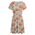thumbnail image 4 of Hand Drawn Peach Pattern Women's Dress Short Sleeve Summer Sundress Summer Women Clothes, 4 of 7