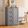 thumbnail image 4 of Small Pantry with Door and Shelves, 33'' Kitchen Pantry Cabinet Freestanding Wooden Bathroom Storage Cabinet with 4 Drawers for Kitchen and Dining Room, Gray, 4 of 16