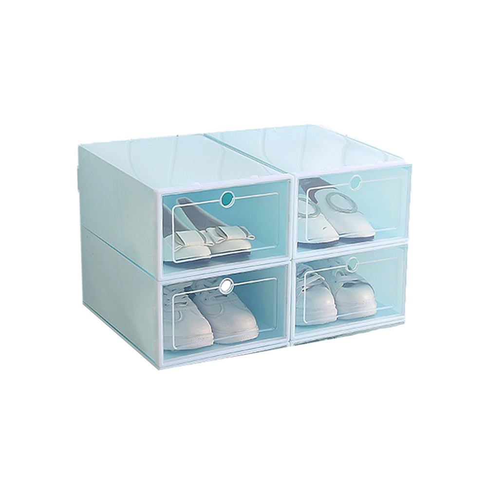 4 Packs Shoe Storage Box Shoe Box Clear Plastic Stackable Drop Front
