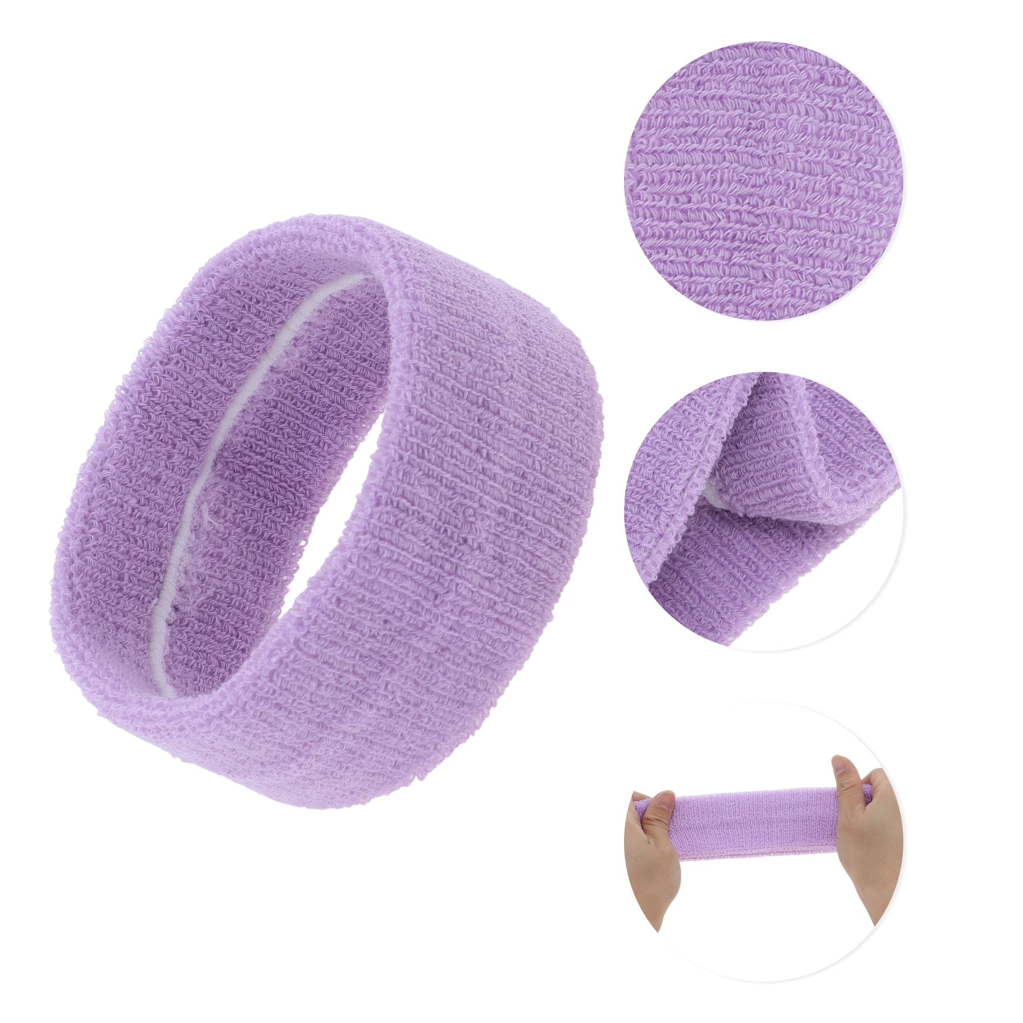 Unique Bargains 3Pcs Soft Headband with Wristband Solid Color Headband Light Purple