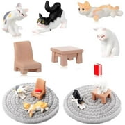 7 Pcs Realistic Cat Figurines Set Hand Painted Mini Cat Decor Cake Toppers Kitten Miniature Toys Easter Eggs Christmas Birthday Gift Dollhouse Cats Role Play Figurines$$Garden & Patio